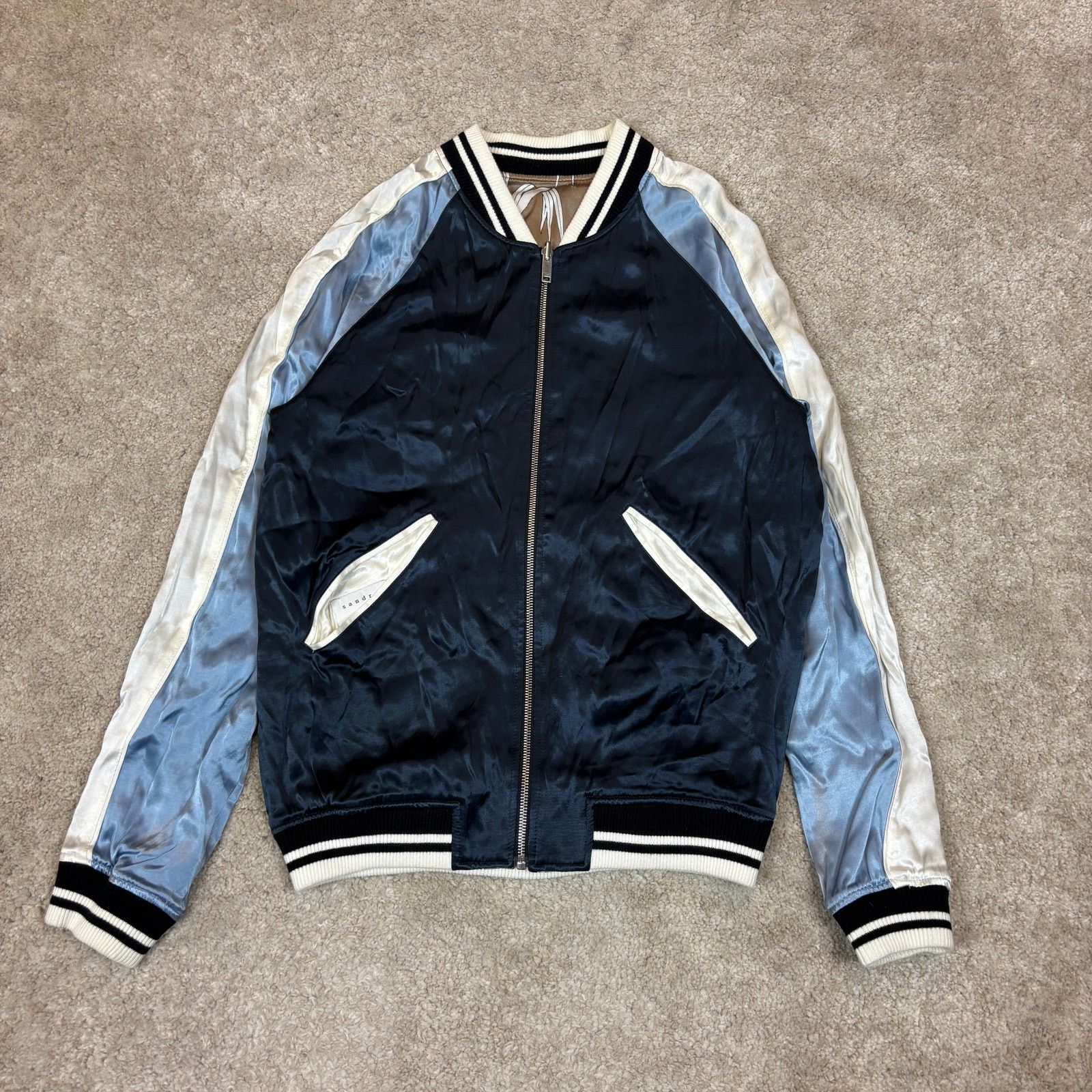 Sandro Sandro Paris Palm Reversible Satin Bomber Jacket Men's Small Size US S / EU 44-46 / 1 - 2 Thumbnail