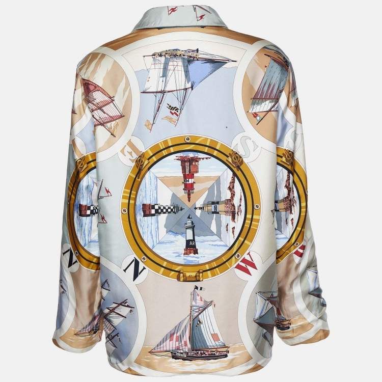 Hermes Hermes Sailboat & Lighthouse Silk & Cotton Reversible Jacket Size US XS / EU 42 / 0 - 6 Thumbnail