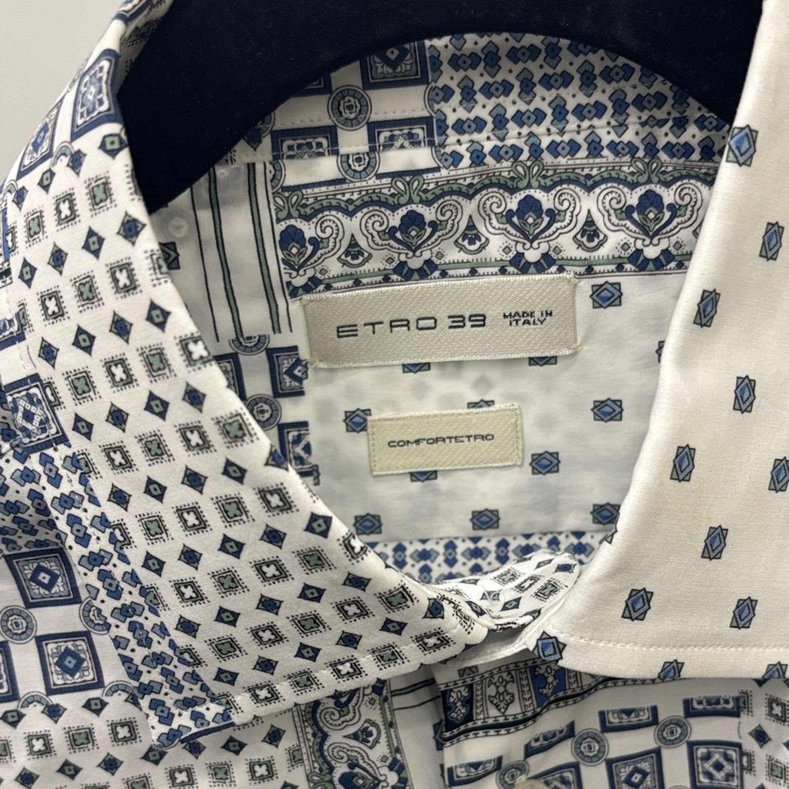 Etro Etro Geometric Blue and White Button Down Shirt Size 39 M Size US M / EU 48-50 / 2 - 2 Thumbnail