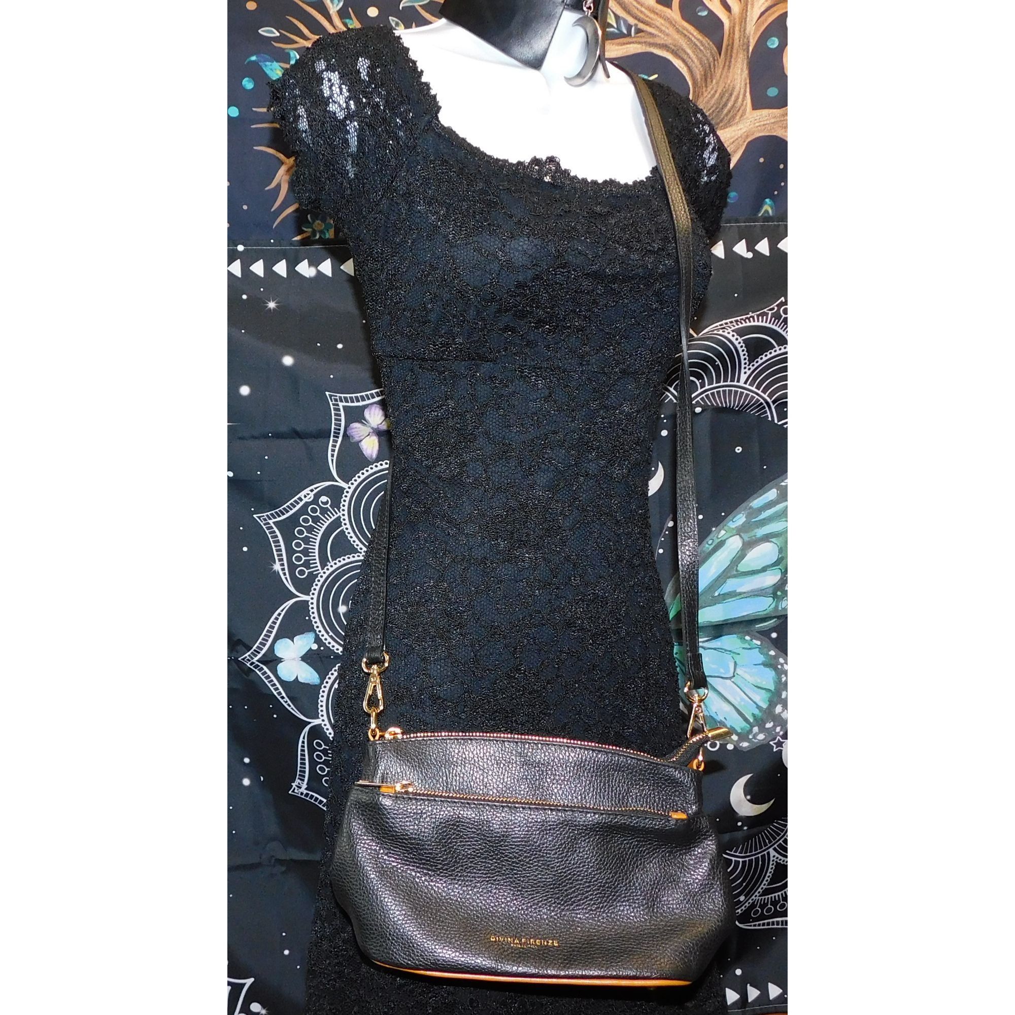 Other Divina Firenze Black Leather Crossbody Purse Size ONE SIZE - 5 Thumbnail
