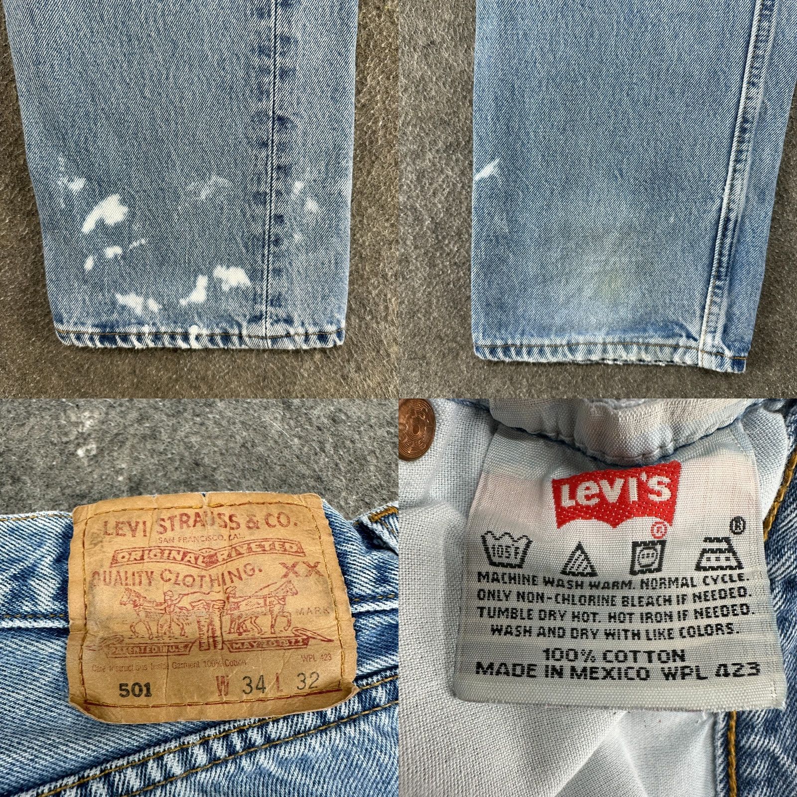Levi's VINTAGE Levi's 501 Jeans Regular Blue Distressed Light Wash 34x32 Men Jeans Straight 5-Pocket Mens 501 Model Retro Vintage Levis 500 Series Cemented? Size US 34 / EU 50 - 8 Thumbnail
