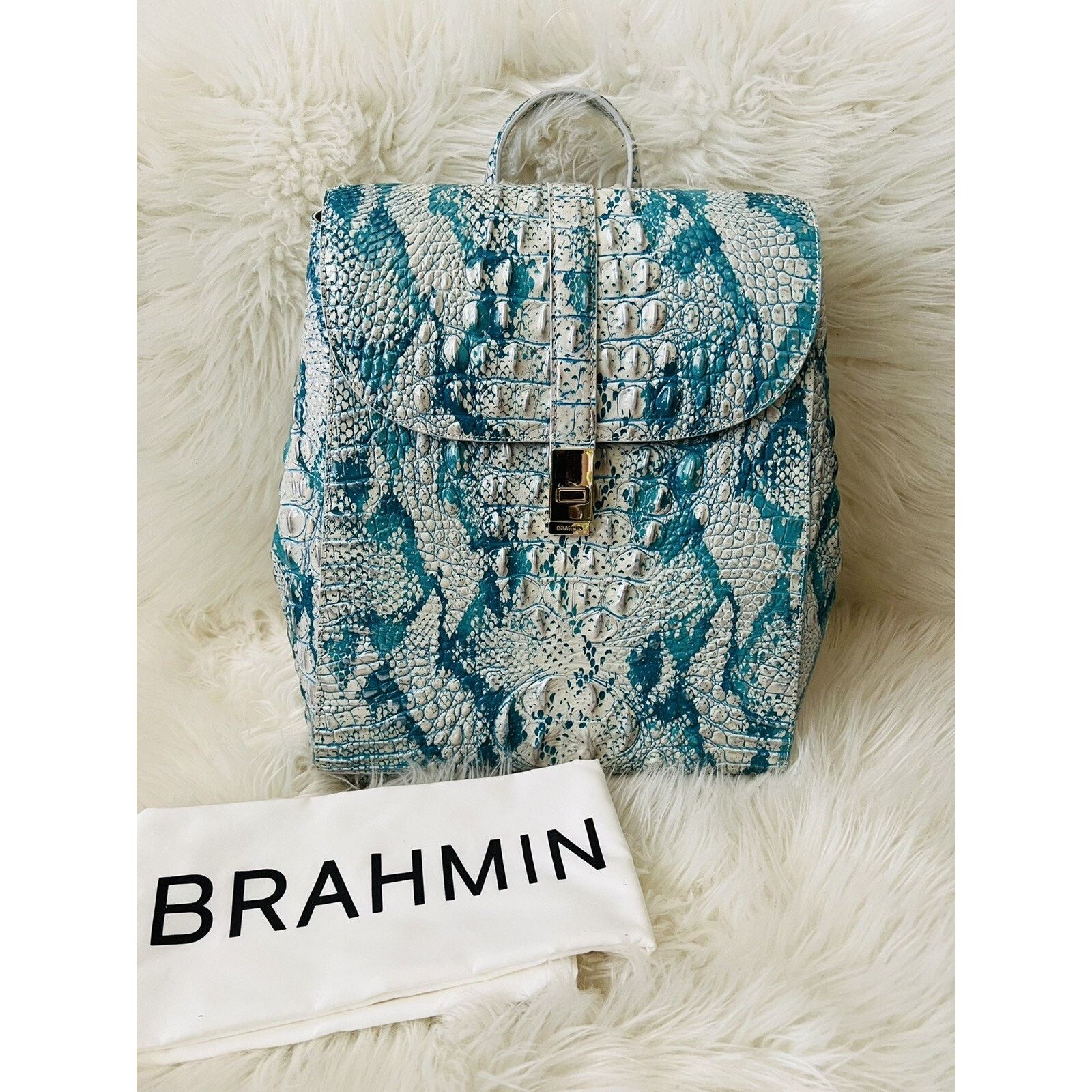 BRAHMIN Brahmin Sadie Leather Backpack Bag Blue Multicolor B000509 Size ONE SIZE - 1 Thumbnail