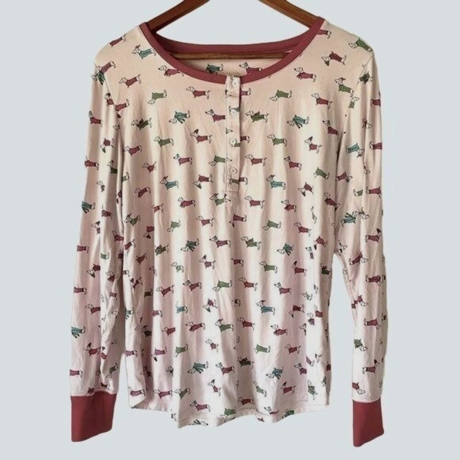 Kate Spade Kate Spade Pajama Top Pink Dachshund Red Trim Size Medium Size ONE SIZE - 1 Thumbnail