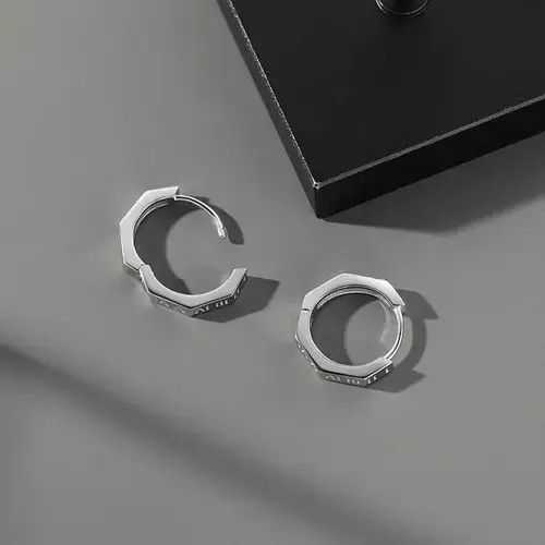 Other 925 Silver Plated Silver Hoop Earrings for Men Women Size ONE SIZE - 3 Thumbnail