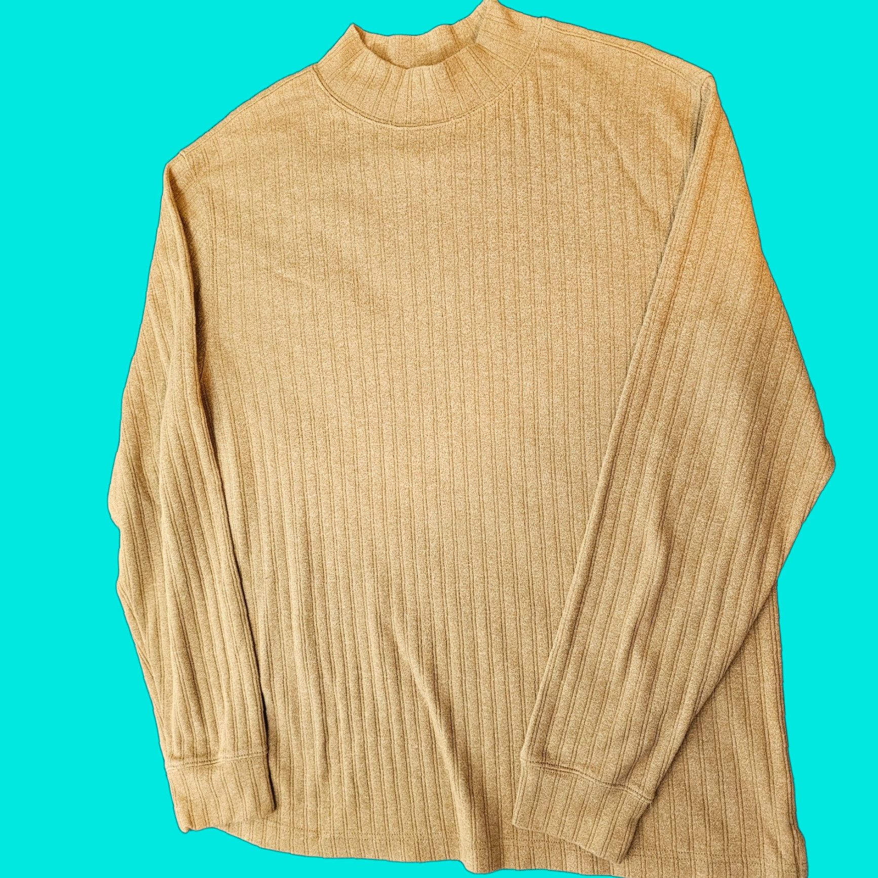 Vintage Covington Sweater Men's L Brown High Neck Long Sleeve Pullover Ribbed Knit Cotton Solid Vintage No Size US L / EU 52-54 / 3 - 1 Thumbnail