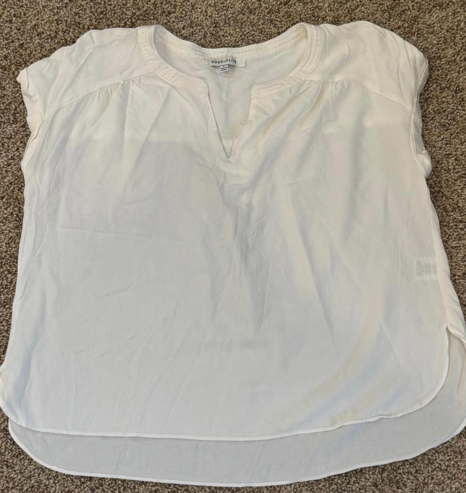 Other Rose + Olive White Large Rayon Women's Blouse Size L / US 10 / IT 46 - 1 Thumbnail