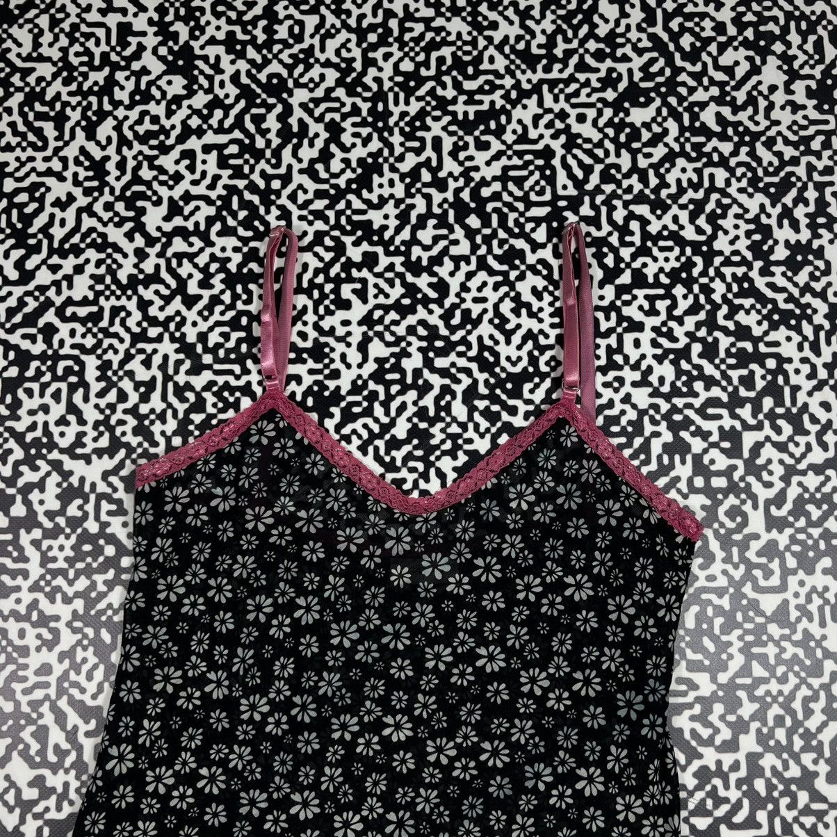 Vintage Vintage Y2K Sexy Mesh Floral Monogram Flower Print Tank Top Size S / US 4 / IT 40 - 4 Thumbnail