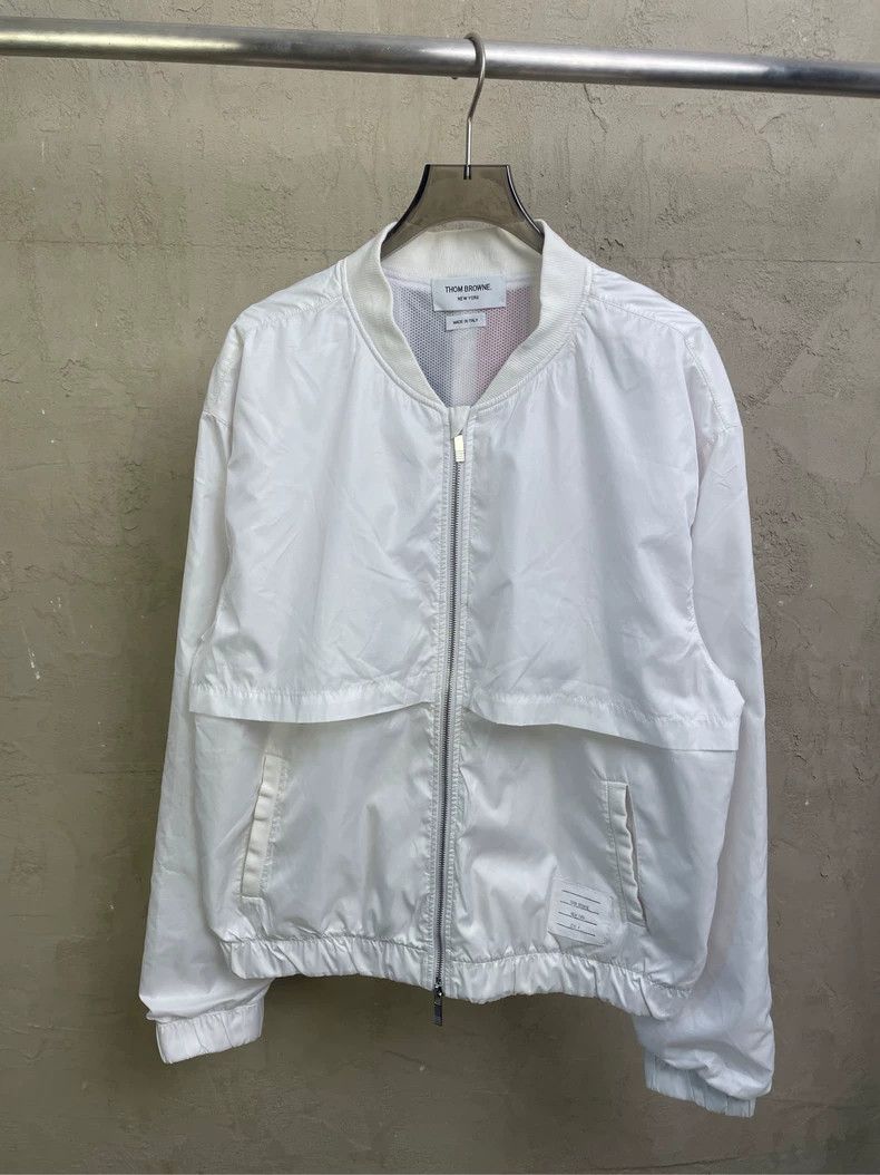 Thom Browne Thom browne White back color stripe nylon jacket 2504-Nexta Size US XL / EU 56 / 4 - 1 Thumbnail