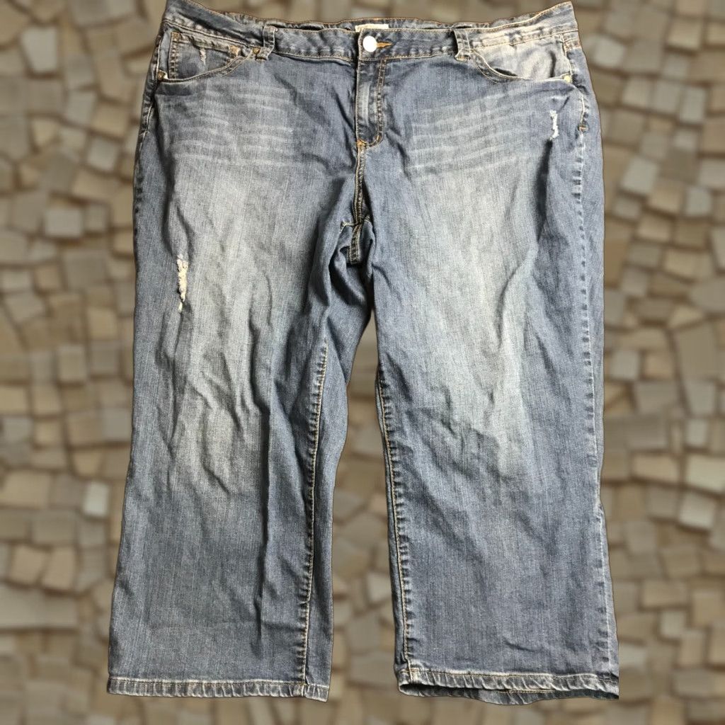 Vintage Fashion Bug Jeans Woman's 24 Blue Denim Pockets - Straight High Rise Regular Fit, Size 24, Denim, Pockets, Jeans, Women, Blue Size 42" / US 20 - 1 Thumbnail