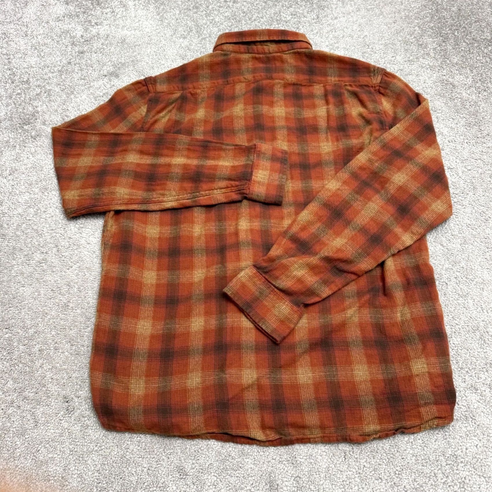 J Brand The Normal Brand Button Down Flannel Shirt Mens Large Orange Rust Plaid Cotton - Excellent Condition Size US L / EU 52-54 / 3 - 2 Thumbnail
