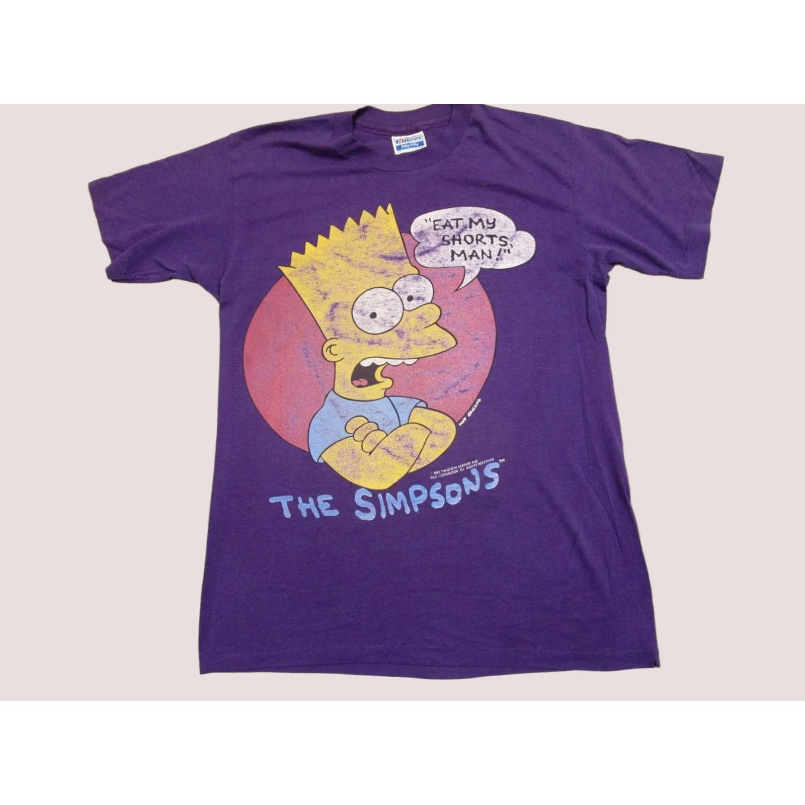 Hanes VINTAGE Simpsons Bart Shirt Mens Medium Eat My Shorts 90s Tee Hanes Purple Size US M / EU 48-50 / 2 - 1 Thumbnail