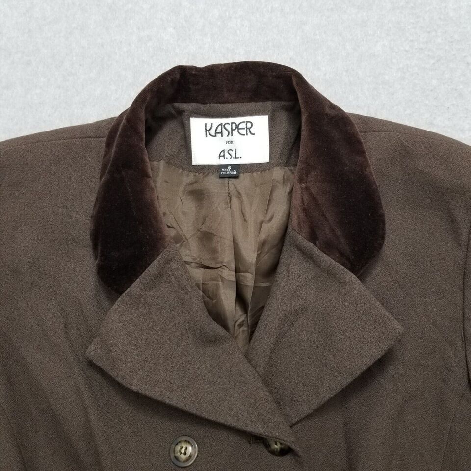 Kasper Kasper Blazer Jacket Womens 8 Brown Pockets Buttons Size M / US 6-8 / IT 42-44 - 6 Thumbnail