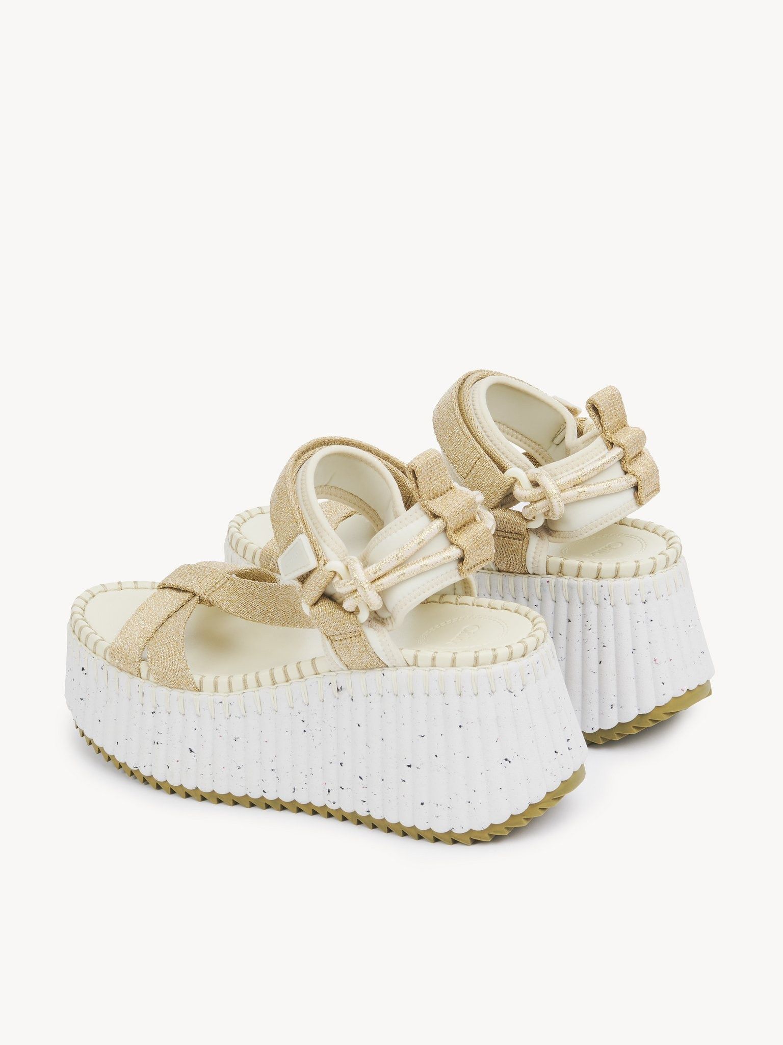 Chloe oc11z0625 Nama Wedge Sandals in Gold/Ivory Size US 11 / IT 41 - 5 Thumbnail