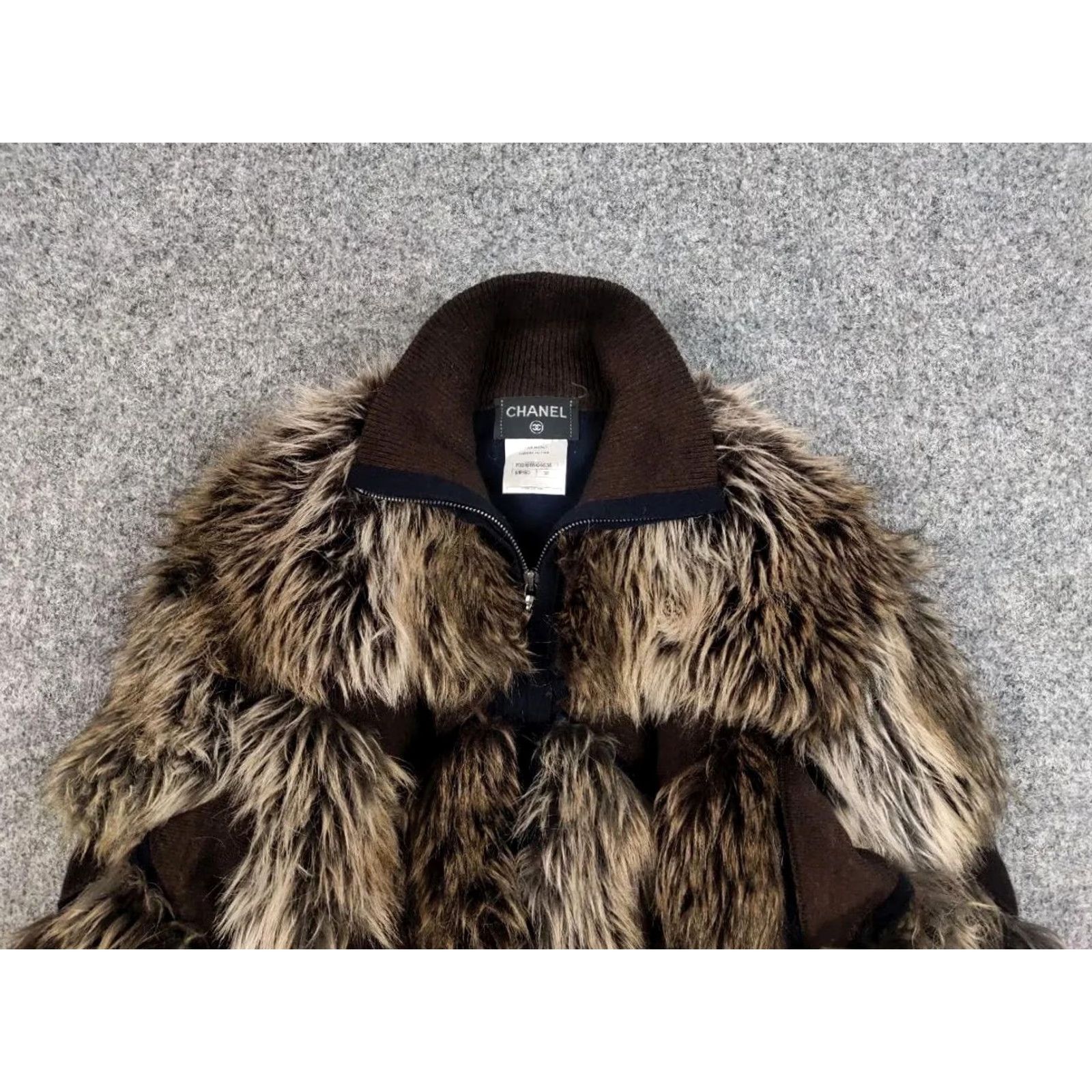 Chanel VINTAGE CHANEL Jacket Women M Brown Cashmere Wool Faux Fur Zip 90s Designer Size M / US 6-8 / IT 42-44 - 7 Thumbnail