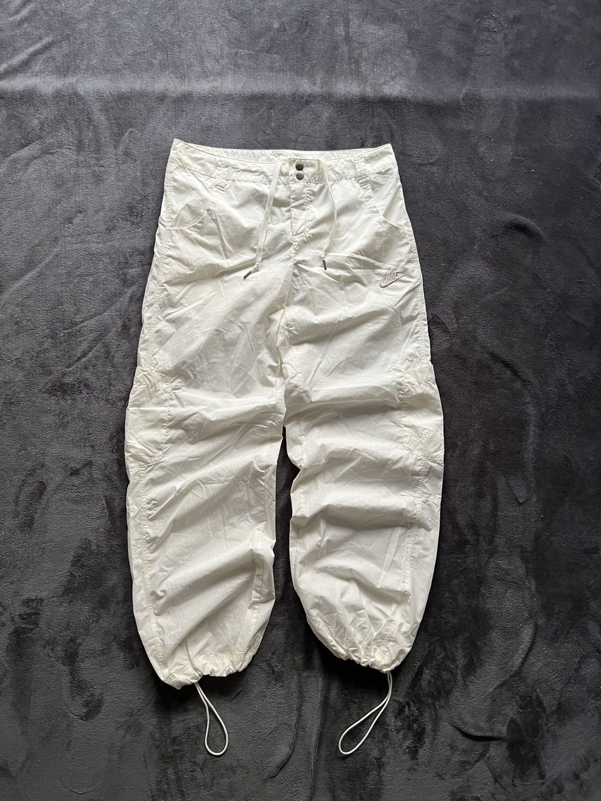 Pre-owned Nike X Vintage Nike Vintage Nylon Oversize Boxy Joggers Pants Y2k 00s 90's In White