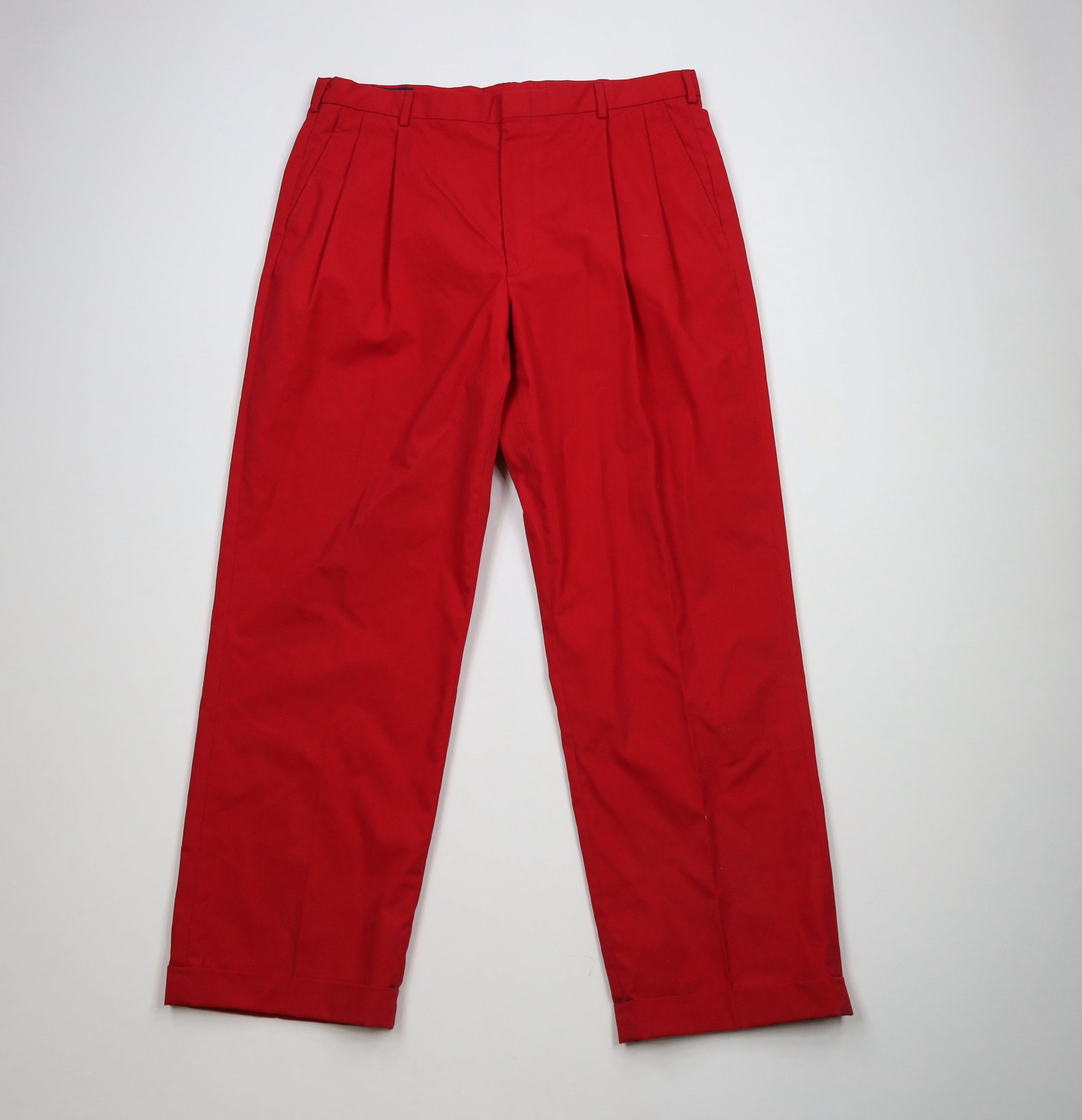 Lands' End × Vintage Vintage 90s Lands End Cuffed Wide Leg Chino Pants Red USA Size US 38 / EU 54 - 1 Thumbnail