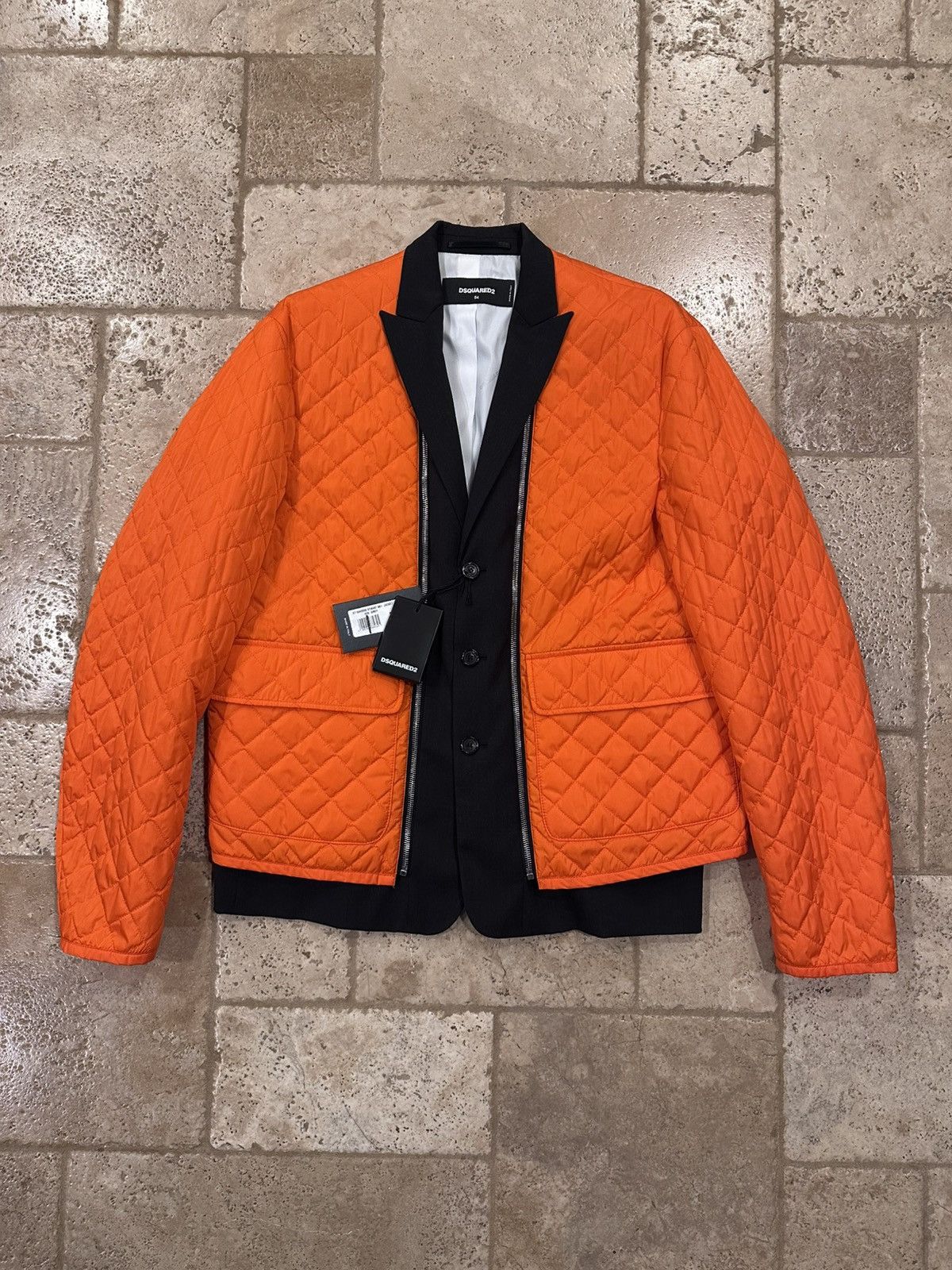 Dsquared2 Orange Quilted Jacket / Vest Calen’s Penitentiary