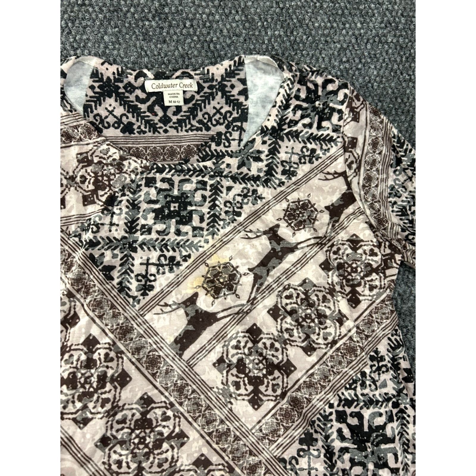 Coldwater Creek Coldwater Creek Blouse Womens Shirt Regular Small Gray Crew Neck Long Sleeve Cotton Rayon Stretch Classic Pattern Solid Vintage No N/A Size S / US 4 / IT 40 - 3 Thumbnail