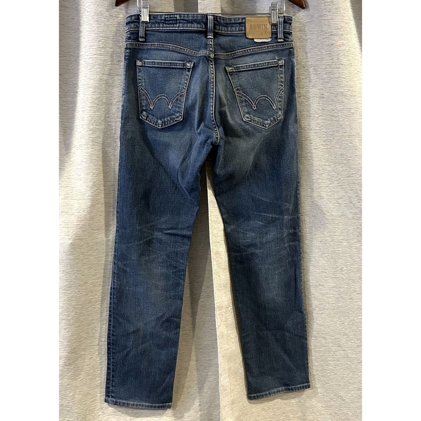 Edwin Edwin Jeans Mens Blue Denim Slim Tapered 29x29 Distressed Whiskers Button Zip Logo 5-Pocket Japan Vintage No Size US 29 - 3 Thumbnail
