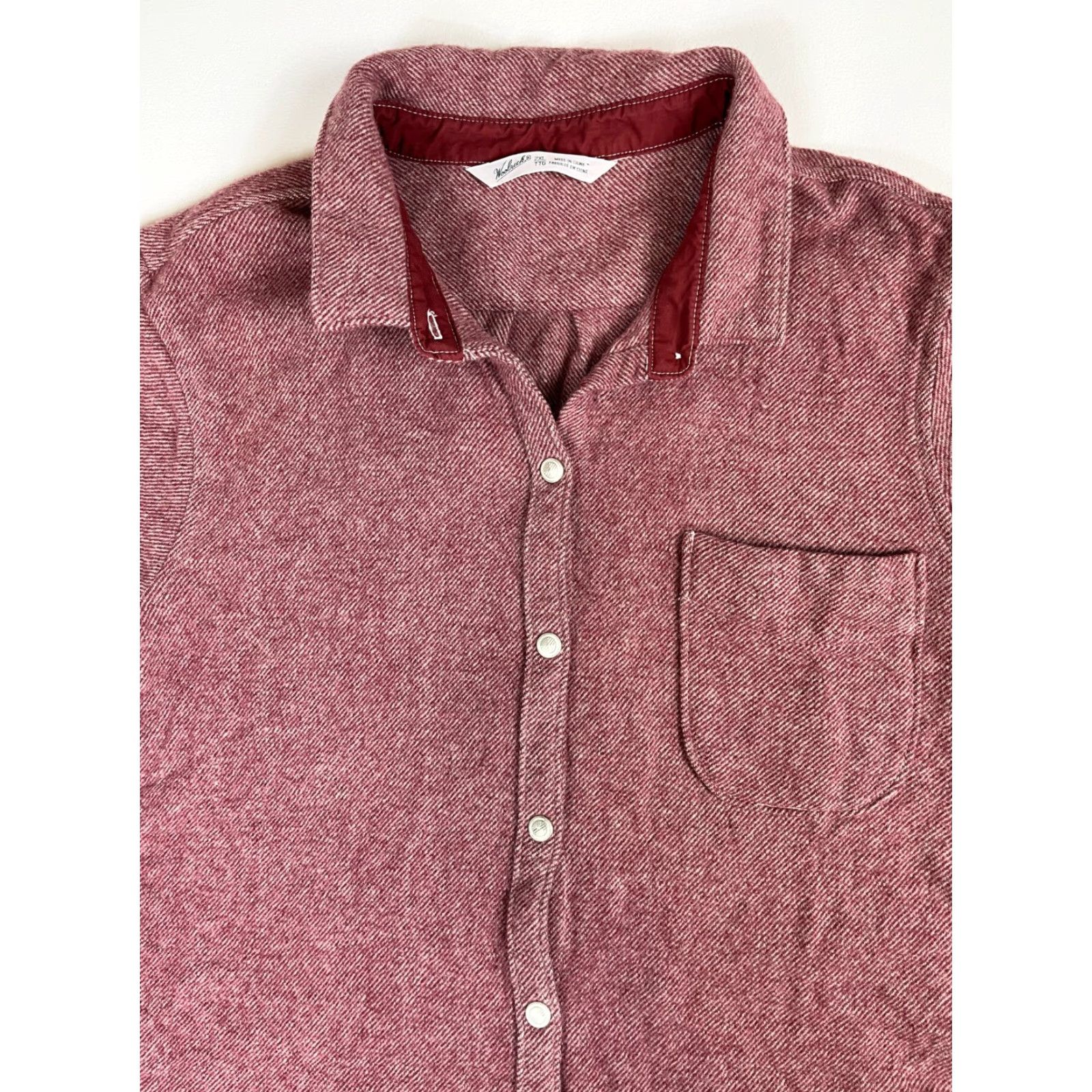 Vintage Woolrich Women's Snap Front Shirt 2XL Pink Red Wool 100% Wool Casual Collared Button-Up Pockets City Classic Outdoor Relaxed Regular Womens Size XXL / US 16-18 / IT 52-54 - 4 Thumbnail