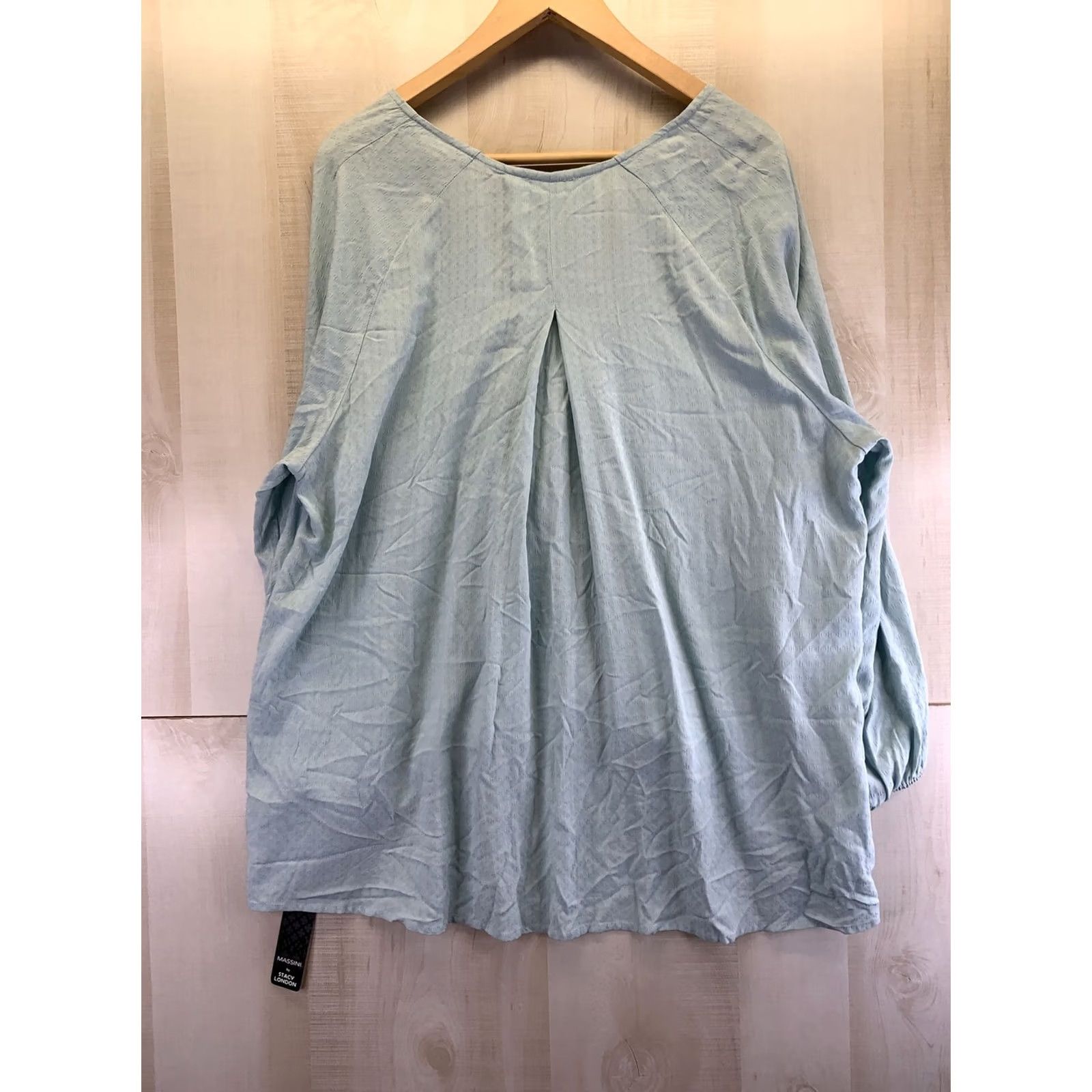 Vintage Massini Womens Plus Size 1x Surplic Top Blouse Tunic Long Sleeve V-Neck Blue NWT-6265 Size XL / US 12-14 / IT 48-50 - 8 Thumbnail
