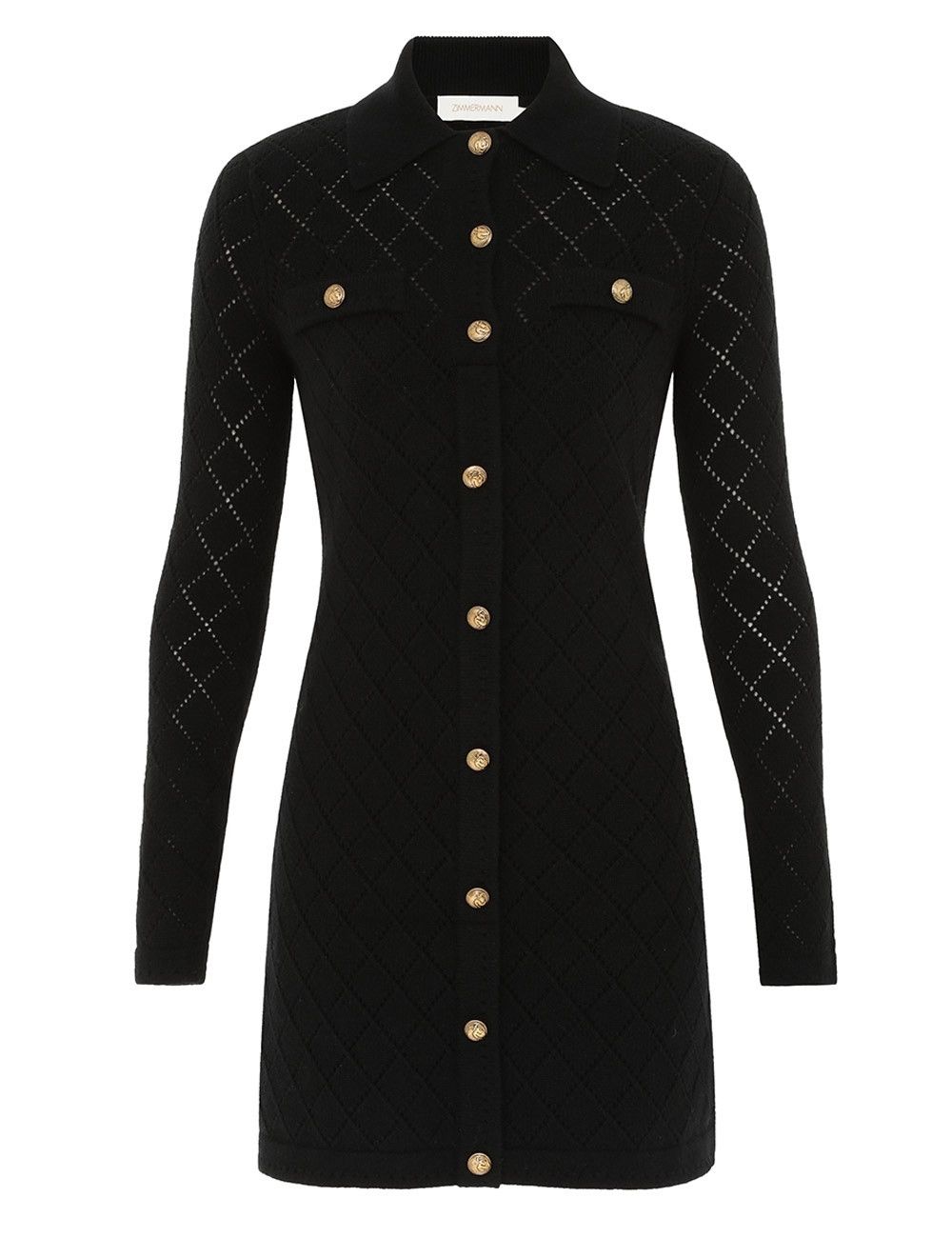 Zimmermann oc11z0825 Illustration Pointelle Mini Dress in Black Size M / US 6-8 / IT 42-44 - 1 Thumbnail