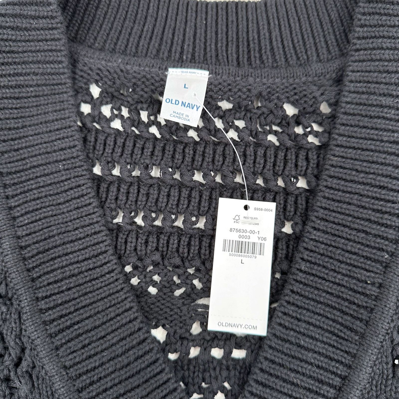 Old Navy Old Navy Sweater Cardigan Blackjack Chunky Open Knit L Size L / US 10 / IT 46 - 4 Thumbnail
