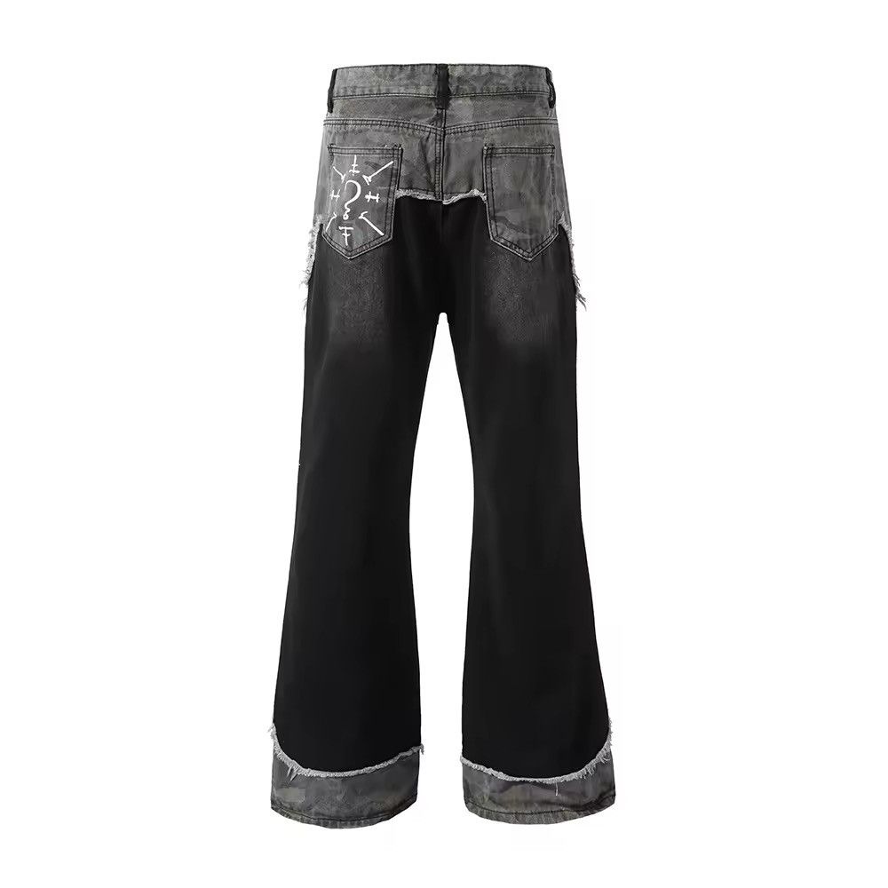 Japanese Brand × Jean Embroidery Patchwork Boot Cut Washed Jeans Size US 28 / EU 44 - 4 Thumbnail