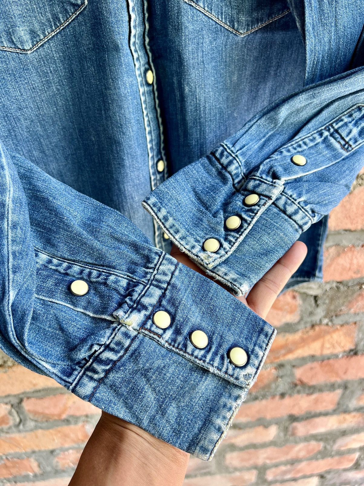 Japanese Brand Vtg John Bull ‘Work Master’ Snap Button Denim Shirts Size US M / EU 48-50 / 2 - 3 Thumbnail