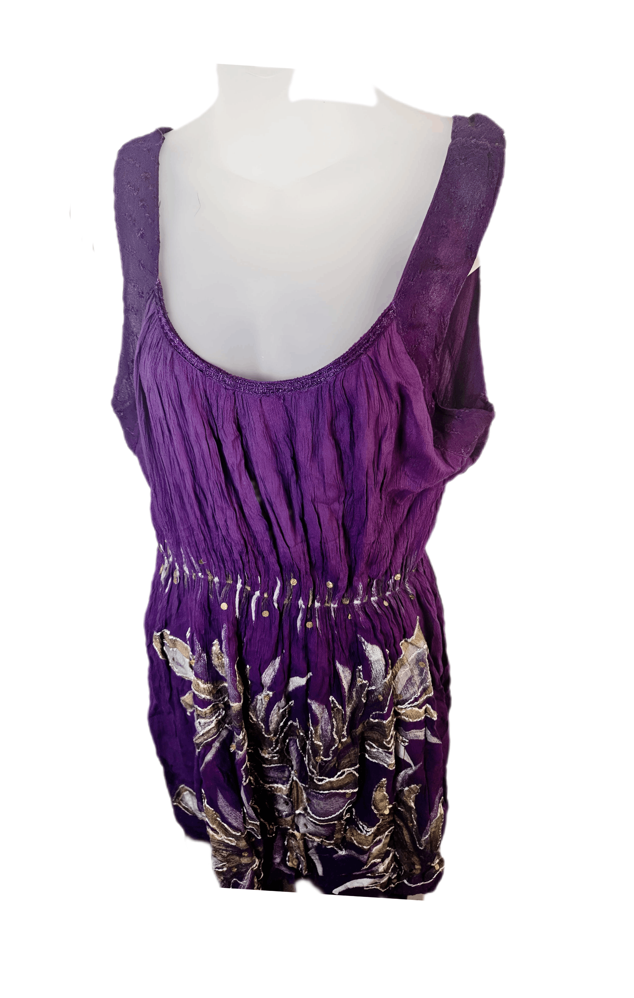 Other VINTAGE 1980S HAND-PAINTED PURPLE MINI BOHO DRESS Size M / US 6-8 / IT 42-44 - 6 Thumbnail