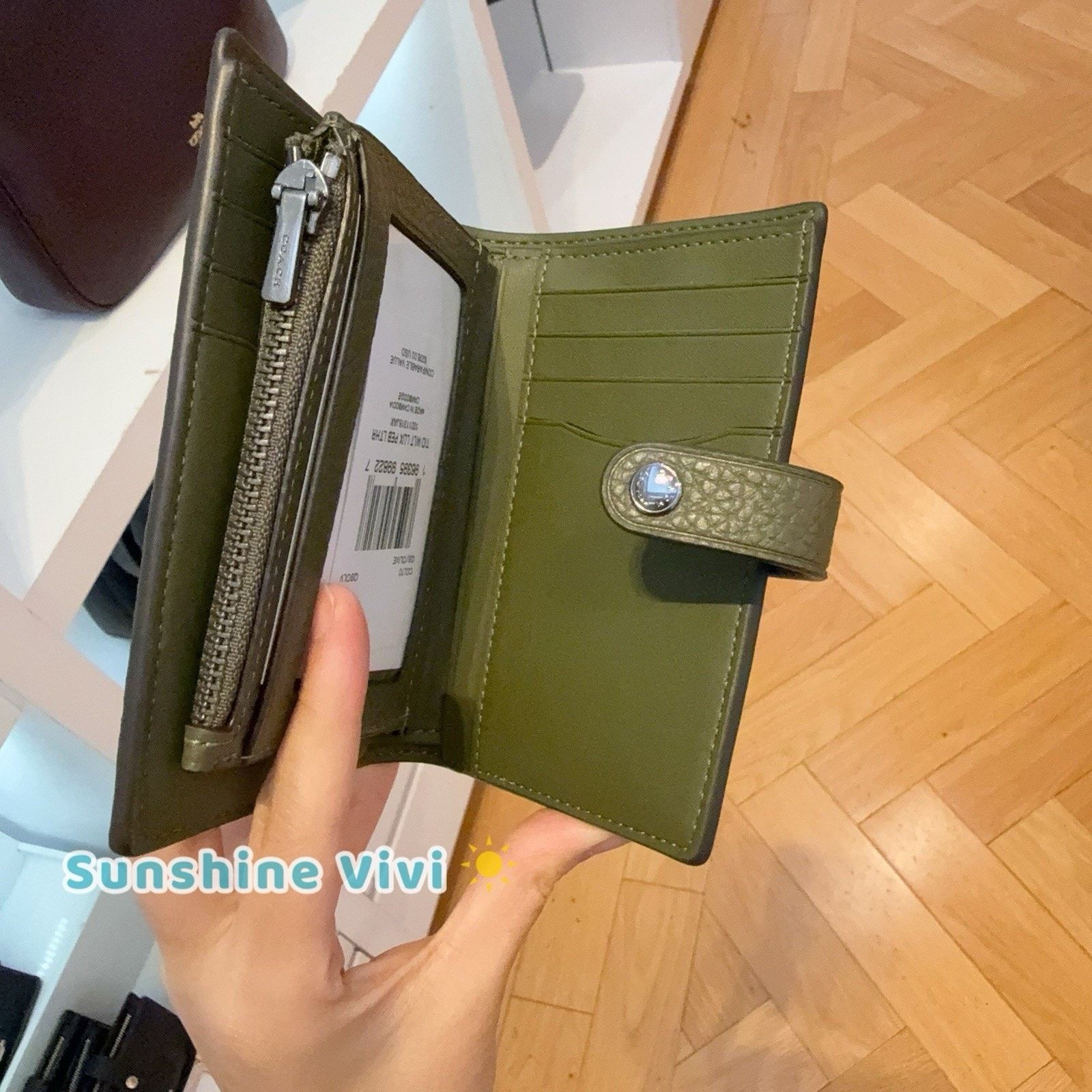 Coach NWT Coach 2-in-1 Wallet Soft Gunmetal/Olive CCL70 Size ONE SIZE - 6 Thumbnail