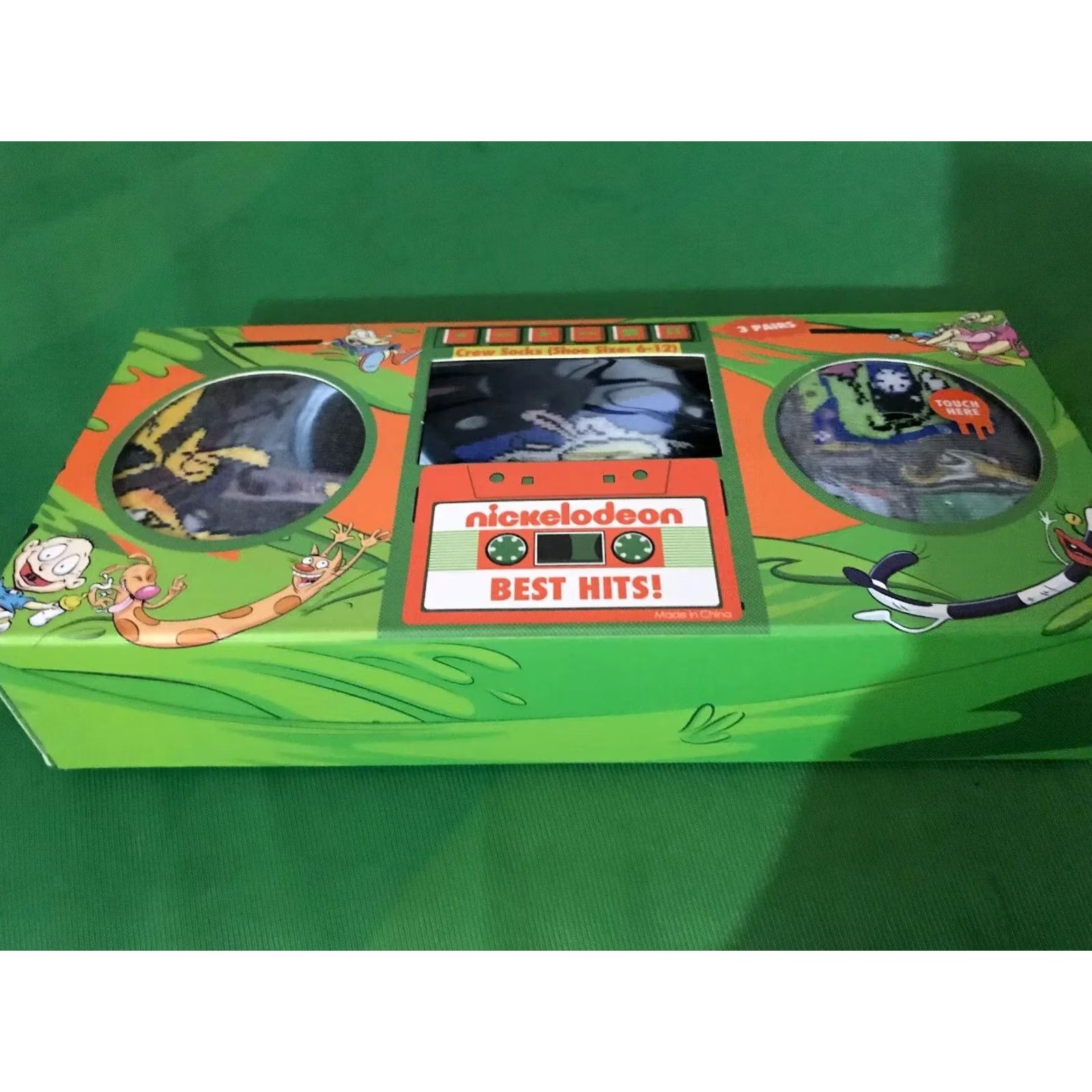Nickelodeon NICKELODEON Best Hits Socks BoomBox Set 3 Pairs Crew Socks Men 6-12 Multicolor Polyester Size ONE SIZE - 4 Thumbnail
