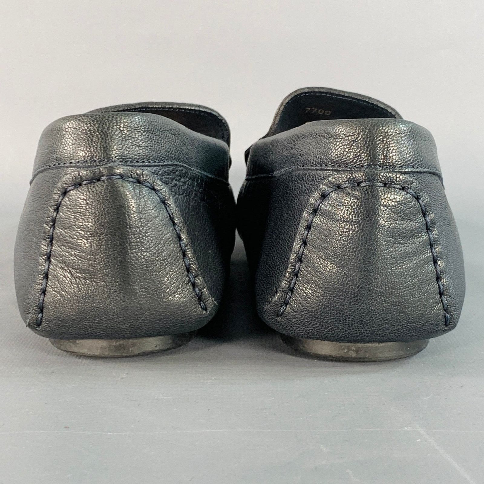 Roberto Cavalli 11.5 Navy Silver Logo Embroidery Leather Drivers Loafers Size US 11.5 / EU 44-45 - 3 Thumbnail