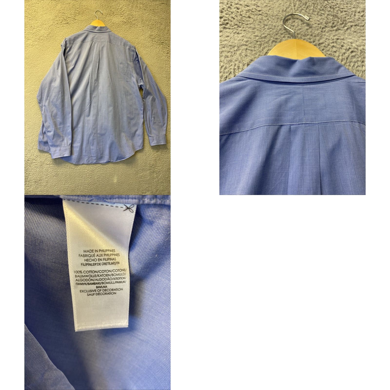 Ralph Lauren VINTAGE Ralph Lauren Cotton Men's XXL Check Long Sleeve Dress Shirt Blue Logo French Cuff 2XL Size US XXL / EU 58 / 5 - 8 Thumbnail