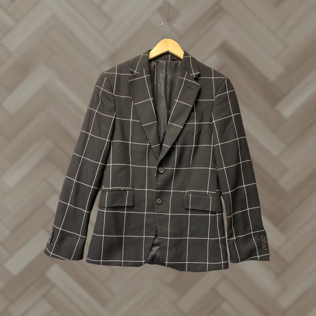 Zara ZARA Jacket Blazer Coat 36 Men Black Check Sports Coat Blazer Mens 36 Black Check Zara Size 36R - 1 Thumbnail