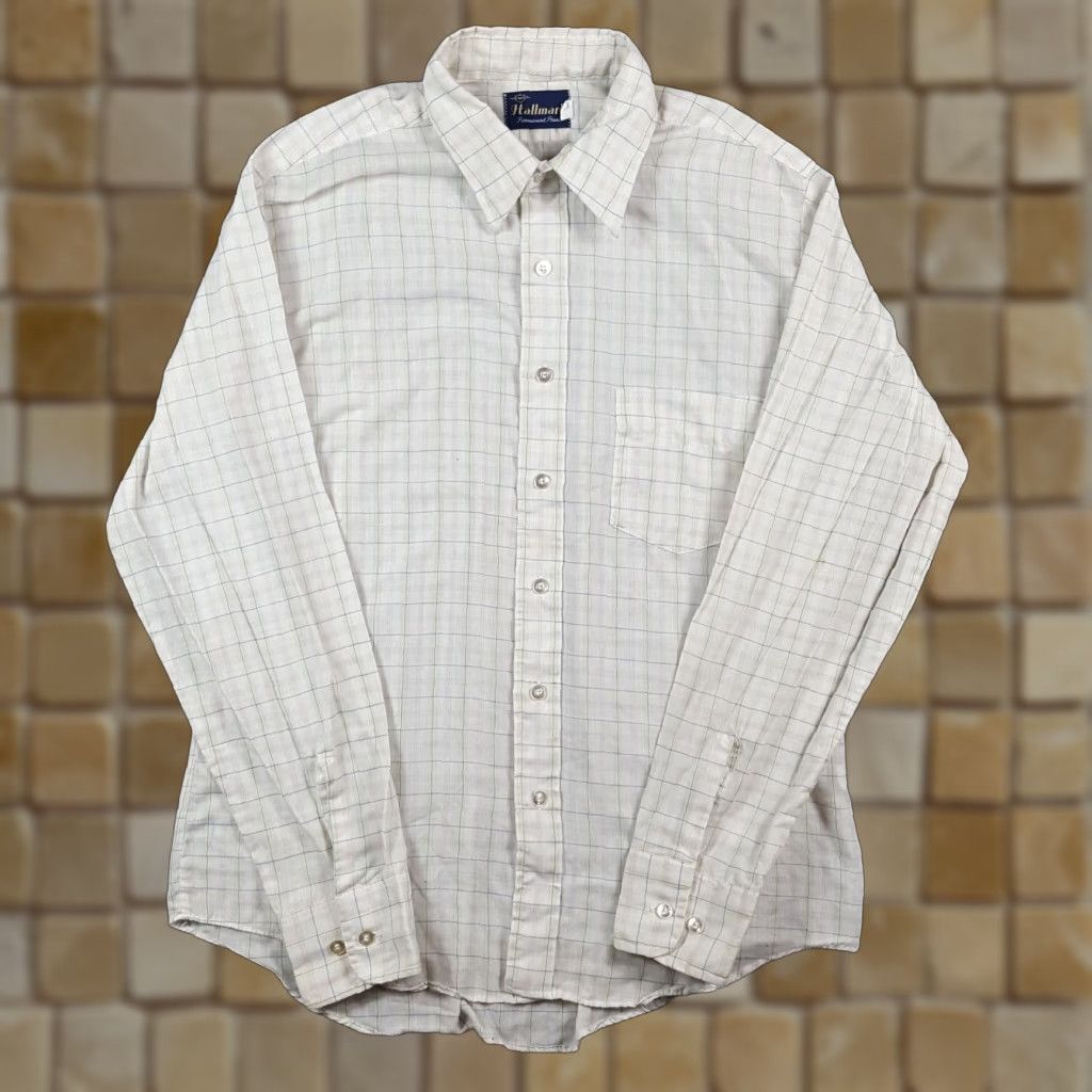 Vintage VINTAGE 80s Hallmark Checked Lightweight Button-Up Shirt Mens Medium White Collared Regular Fit Preppy Retro Size US M / EU 48-50 / 2 - 1 Thumbnail