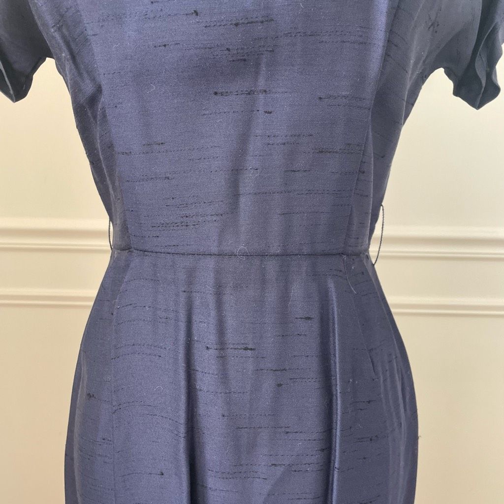 Vintage Vintage Mix & Match Dark Blue Sheath Dress Long Blazer Ivory Trim XS Size XS / US 0-2 / IT 36-38 - 10 Thumbnail