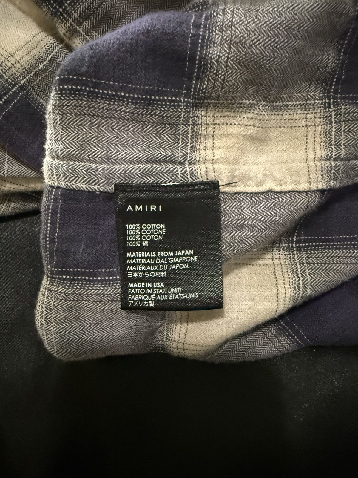 Amiri Amiri Flannel Light Blue Long Sleeve Button Down Frayed Hem Size US M / EU 48-50 / 2 - 7 Thumbnail