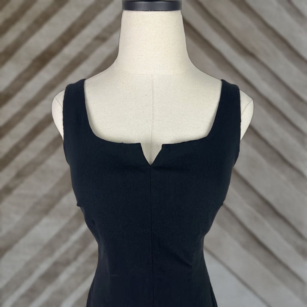 VINTAGE Express Womens XS Black Bodycon Dress Knee Length Sleeveless Square  Neck 90s Sheath Light Stretch - ilac.rochib.com
