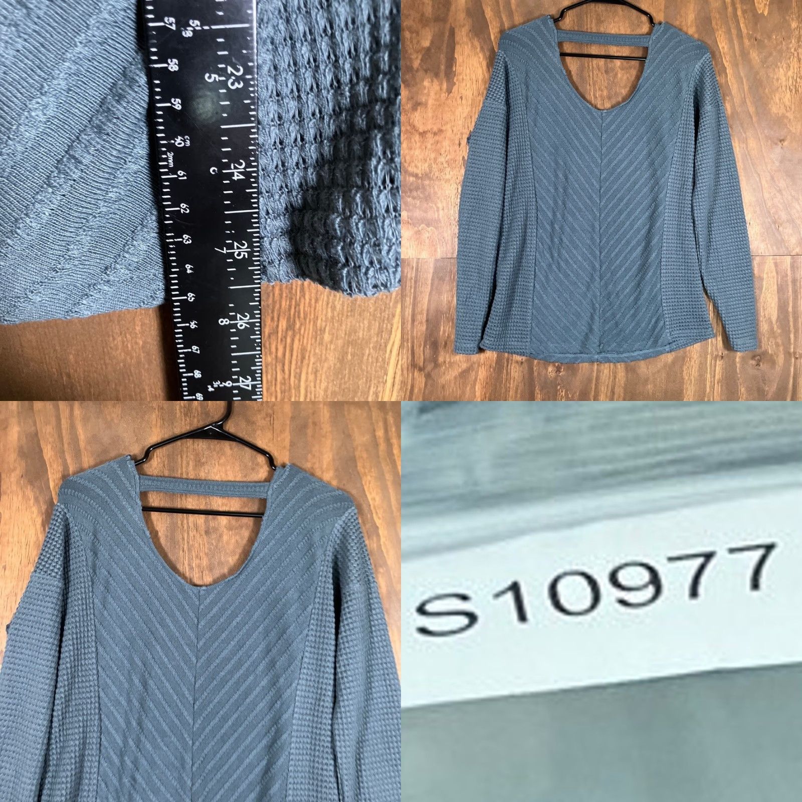 BKE BKE Womens Top Blue Textured V-Neck Long Sleeve Open Back XS Pullover Size XS / US 0-2 / IT 36-38 - 8 Thumbnail