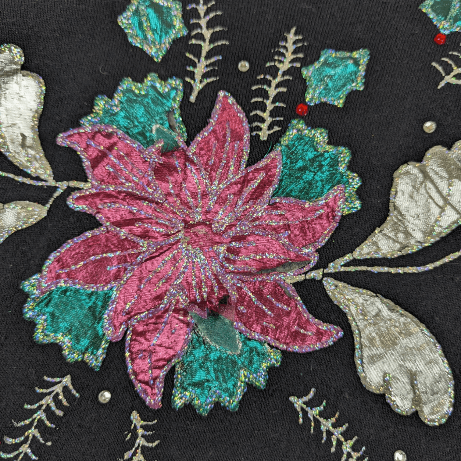 Fruit Of The Loom Vintage 90's FOTL Flower Art Embroidery Custom Sweatshirt Size US L / EU 52-54 / 3 - 7 Thumbnail