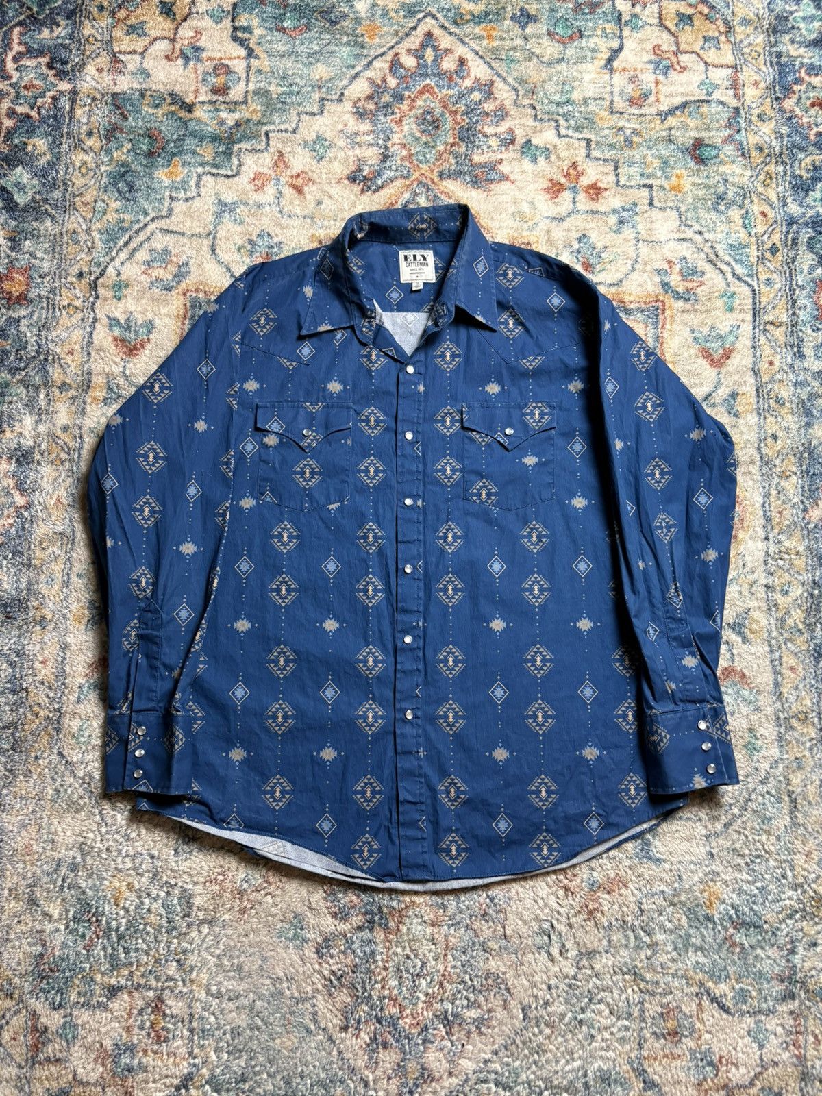 Vintage Ely Cattleman Aztec Pearl Snap Shirt Size XL Size US XL / EU 56 / 4 - 1 Thumbnail
