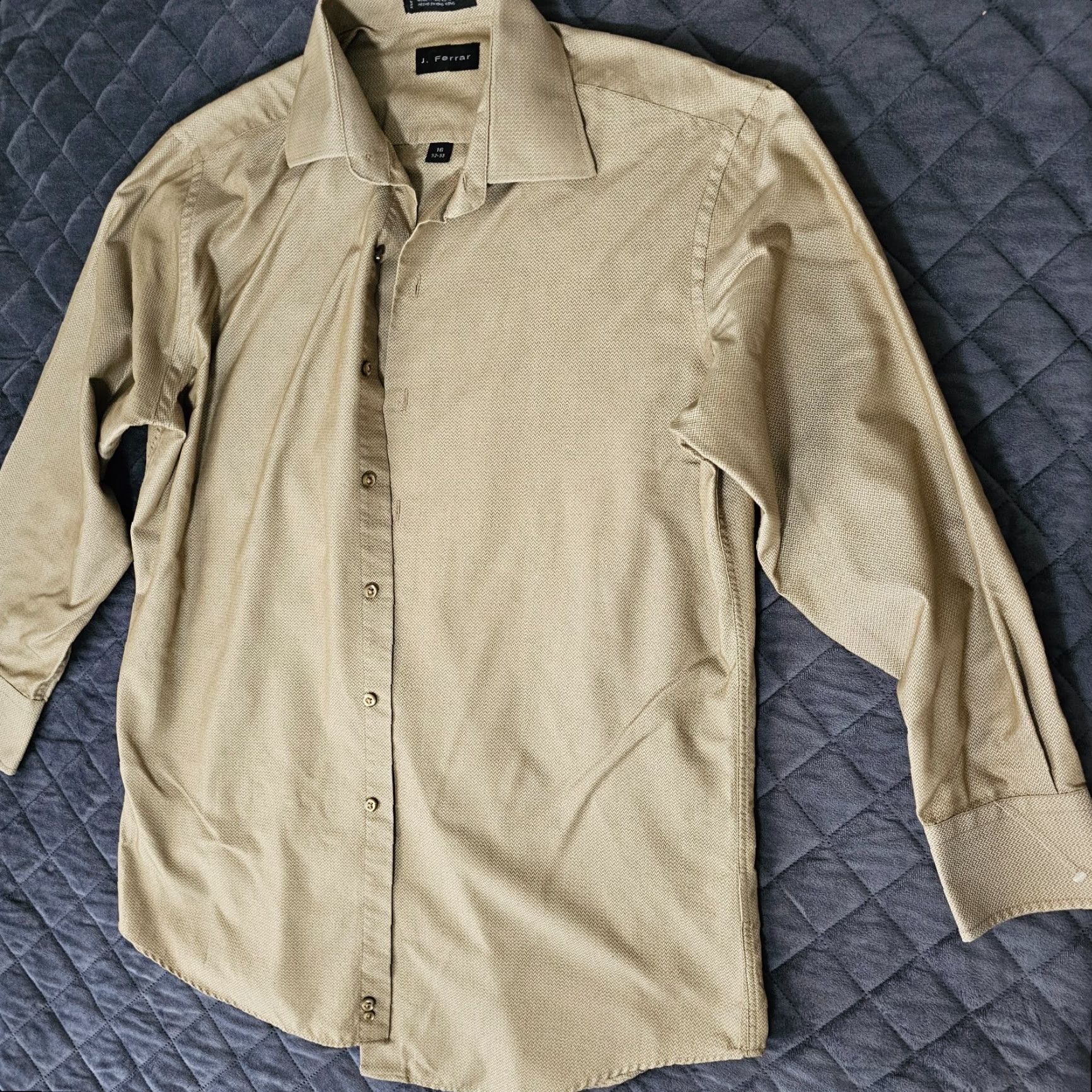 Vintage J. Ferrar Button-Down Shirt 16 32/33 Brown Herringbone Casual Mens Shirt Size US L / EU 52-54 / 3 - 3 Thumbnail