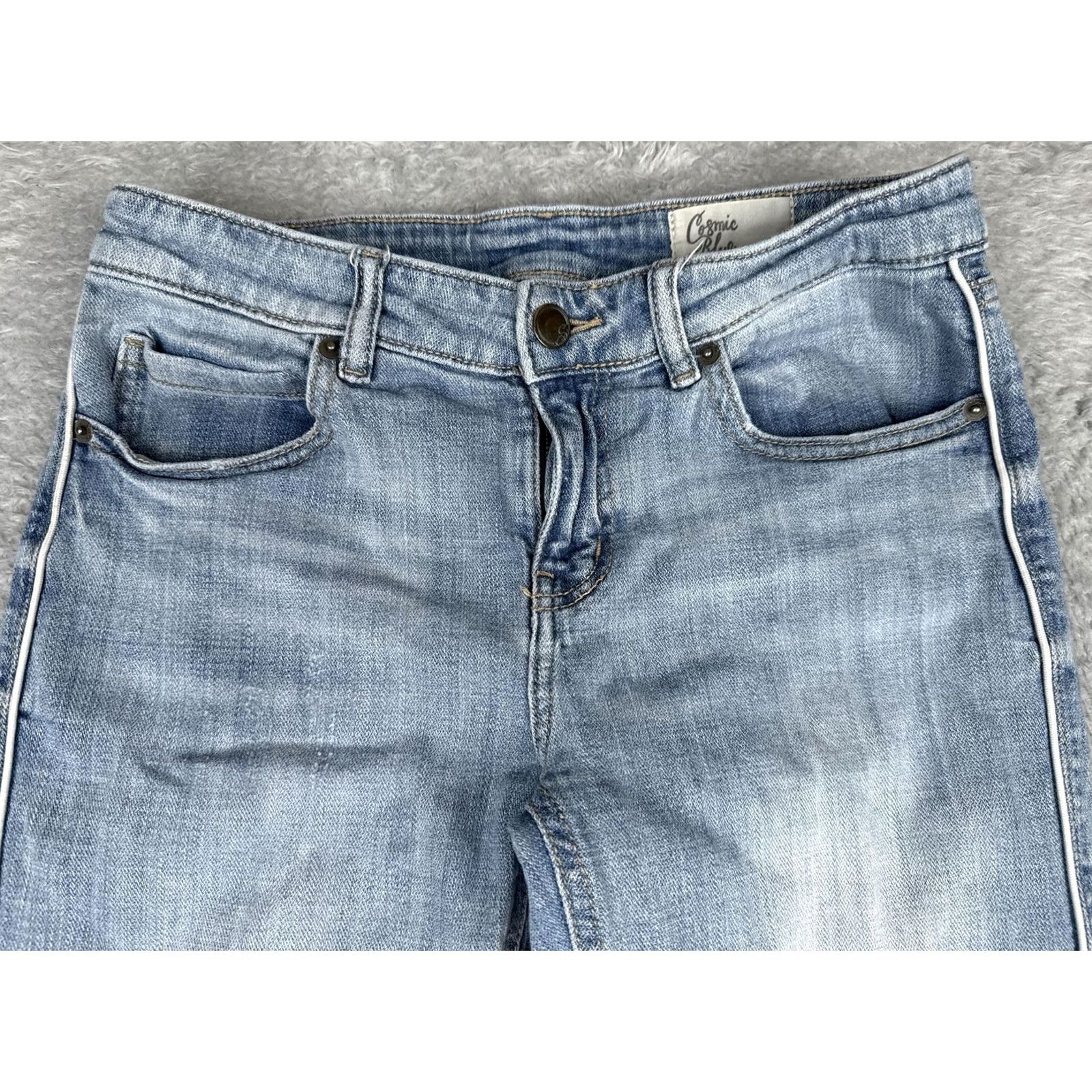 Vintage Cosmic Blue Love Jeans Skinny 26 Womens Light Blue Denim 5-Pocket Zip Stretch Mid Rise Inseam 25 Size 26" / US 2 / IT 38 - 4 Thumbnail