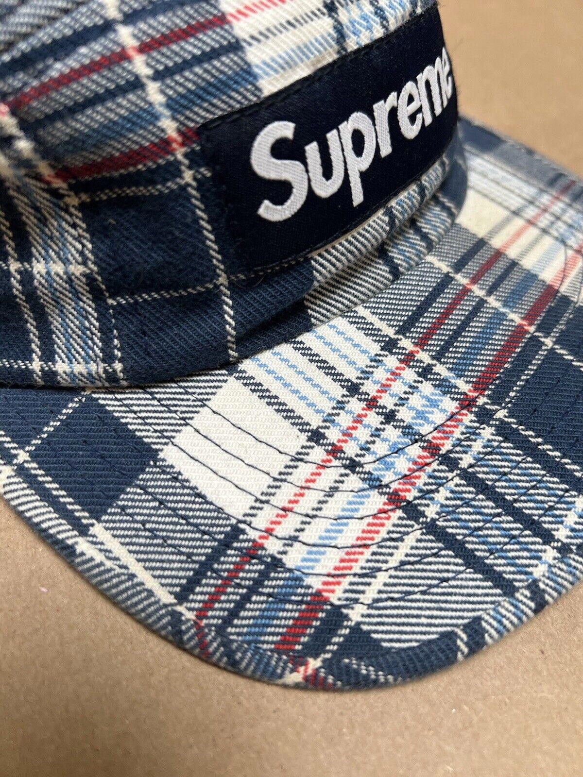 Supreme SS10 Supreme Bum Plaid 5 Panel Camp Cap Hat Navy 2010 Size ONE SIZE - 3 Thumbnail