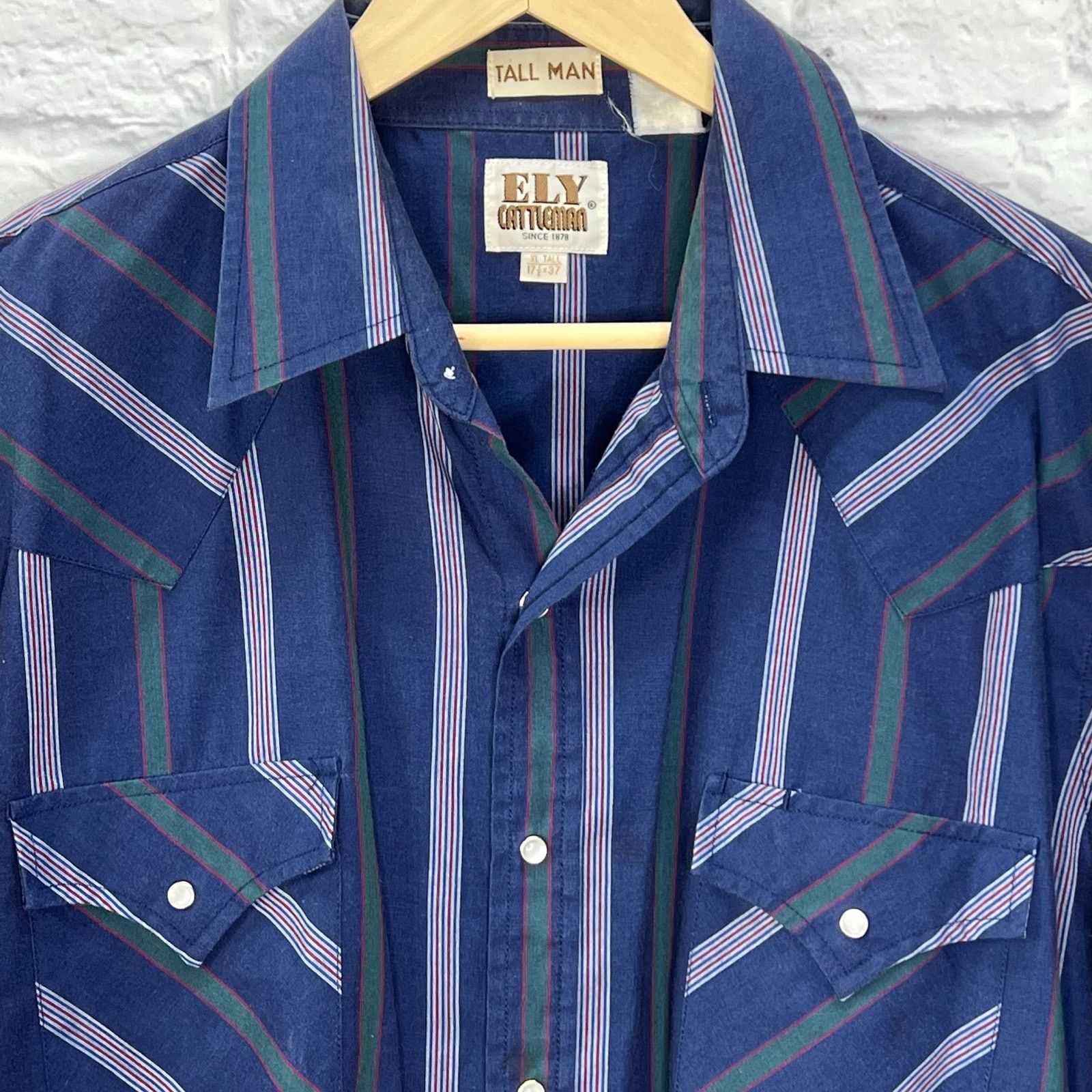 Vintage Vintage Fly Cattleman Striped Pearl Western Shirt XLT Blue Size US XL / EU 56 / 4 - 3 Thumbnail