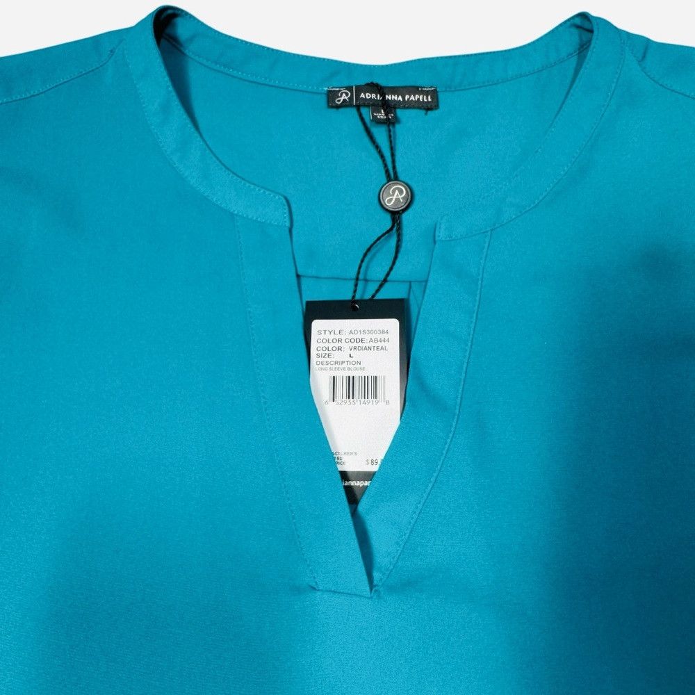 Adrianna Papell NWT New $89 Adrianna Papell Teal Long Sleeve Blouse Size L Size L / US 10 / IT 46 - 6 Thumbnail