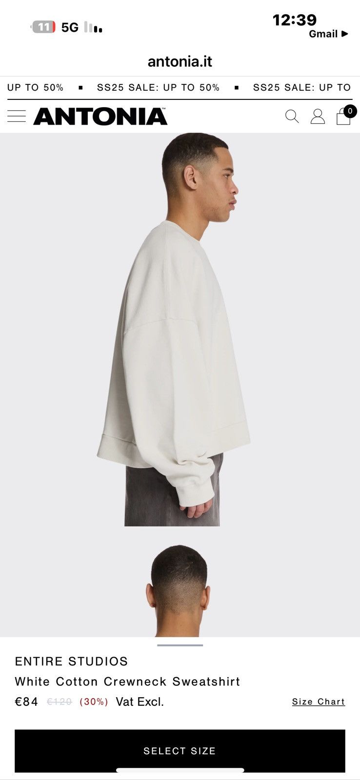 Entire Studios White Cotton Crewneck Sweatshirt Size US XL / EU 56 / 4 - 3 Thumbnail