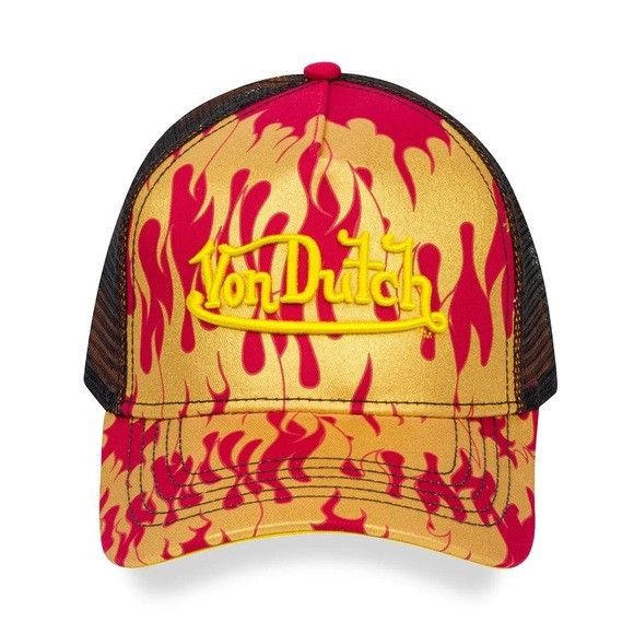 Von Dutch NWT VON DUTCH CITY OF ANGELS RED YELLOW TRUCKER HAT Size ONE SIZE - 1 Thumbnail