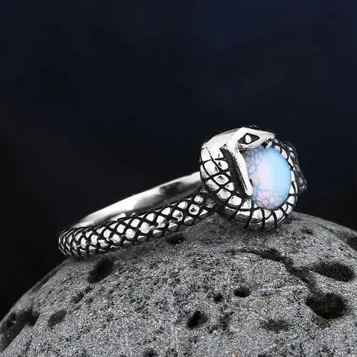 VIBE Snake Ring With Stone Size 7 8 9 10 11 Size ONE SIZE - 3 Thumbnail